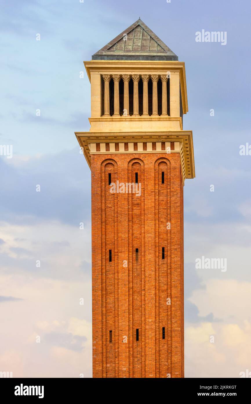 One of the Venetian Towers in Barcelona Stock Photo