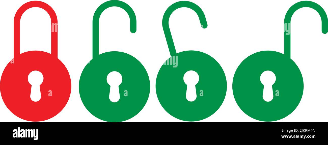 A colorful vector illustration of open and closed lock icons isolated ...