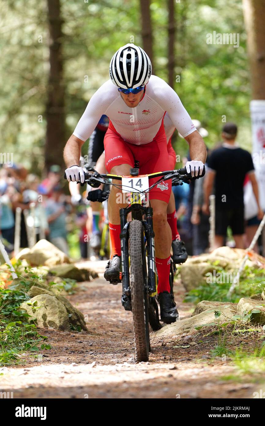 England's Henry Birchill during the Men's Cross-country final at Cannock Chase on day six of the 2022 Commonwealth Games. Picture date: Wednesday August 3, 2022. Stock Photo