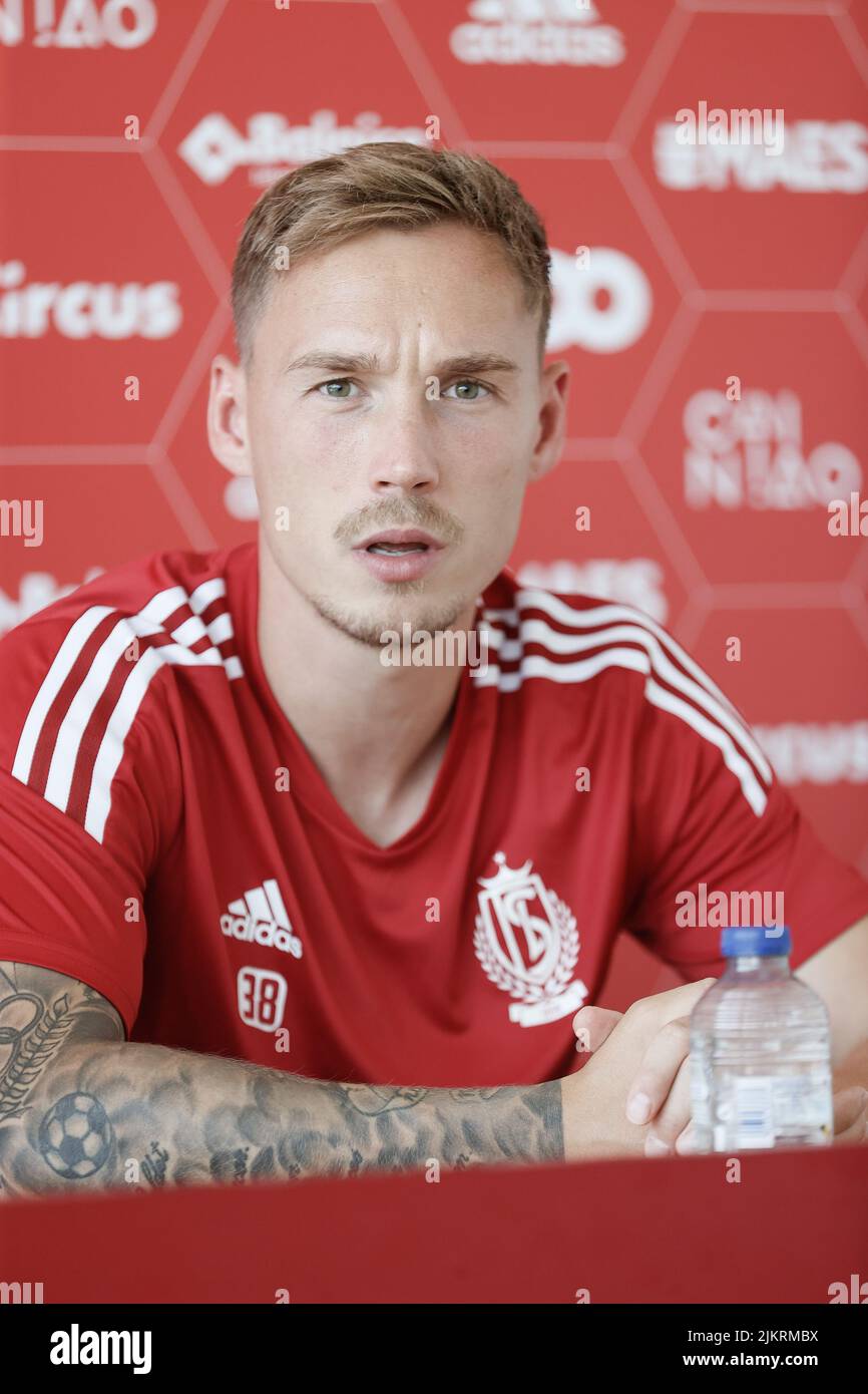 Standard's Jacob Barrett Laursen pictured during a press conference of