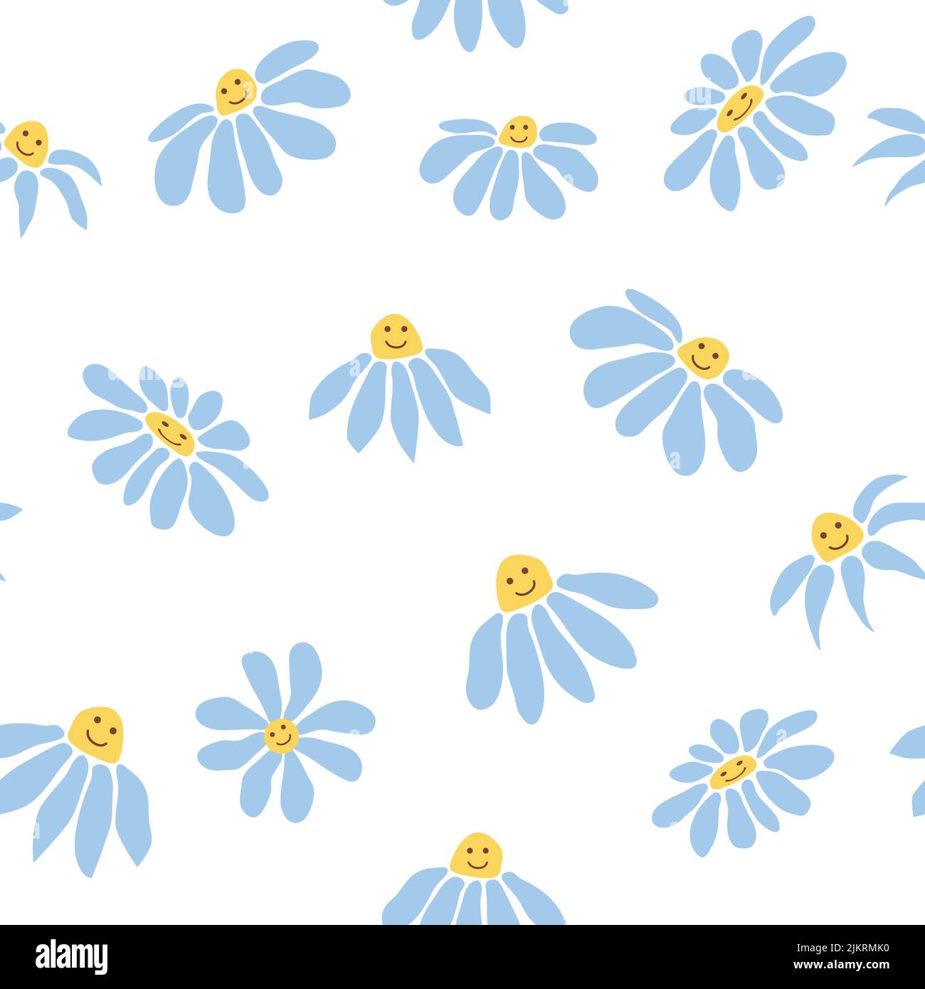 Groovy daisy retro seamless pattern. Retro Smile Chamomile. 70s vibe ...