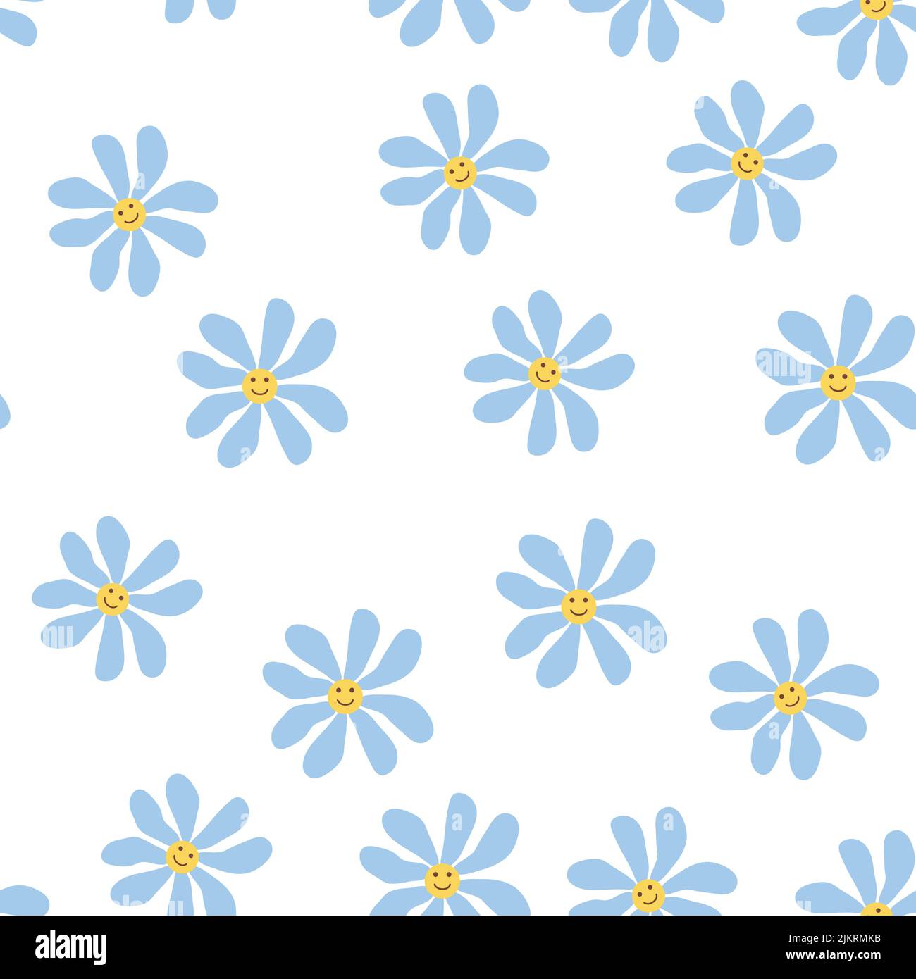 Groovy daisy retro seamless pattern. Retro Smile Chamomile. 70s vibe ...