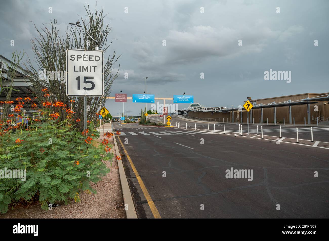 Directional signs display at Tucson airport Stock Photo