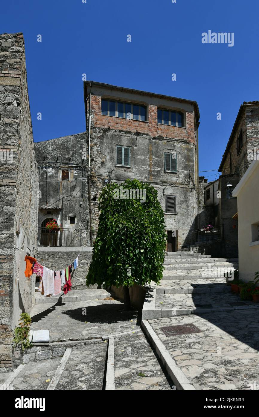 A small street between the old houses of Zungoli, one of the most