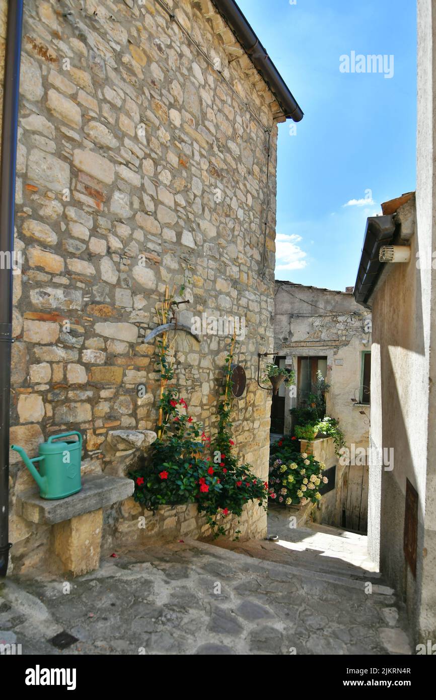 A small street between the old houses of Zungoli, one of the most