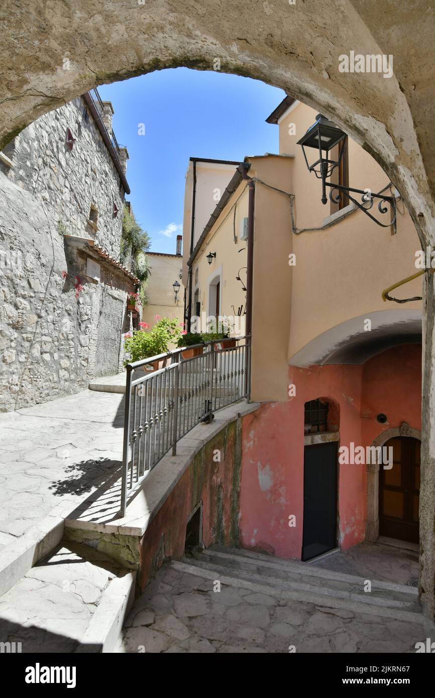 A small street between the old houses of Zungoli, one of the most