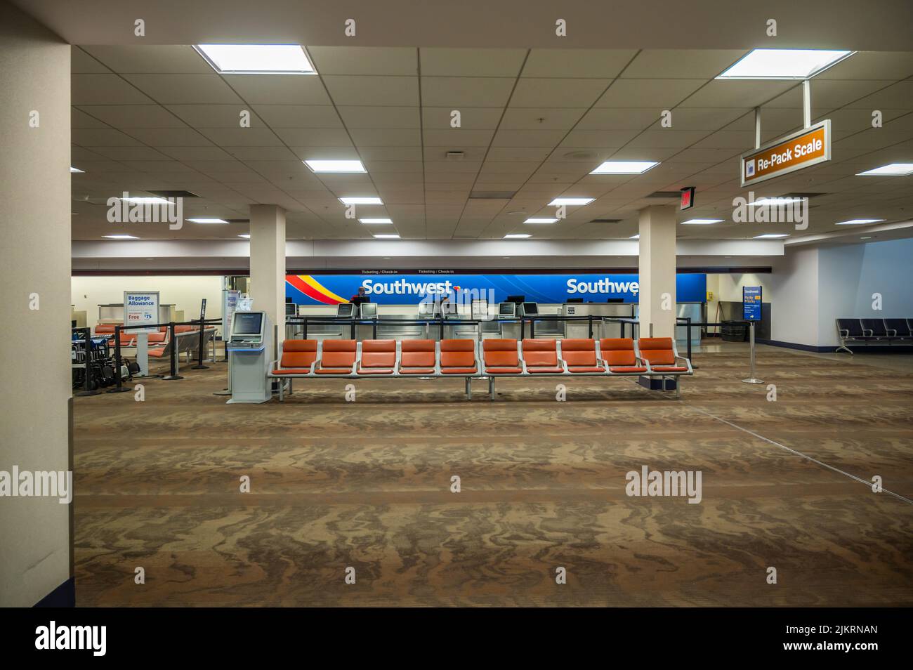 Waiting area at the Southwest Airlines terminal. Stock Photo
