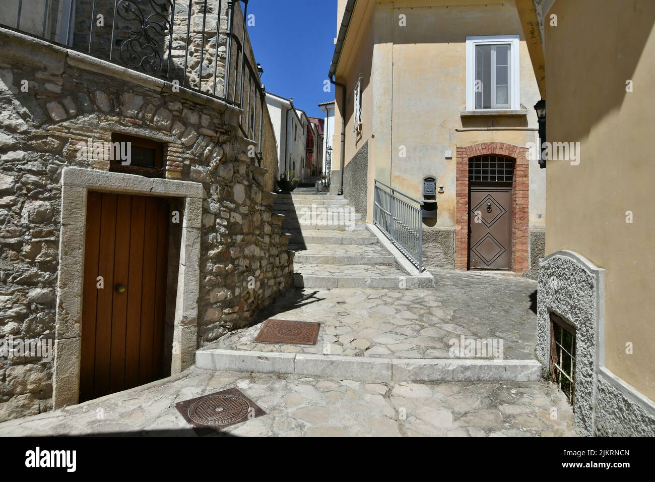 A small street between the old houses of Zungoli, one of the most