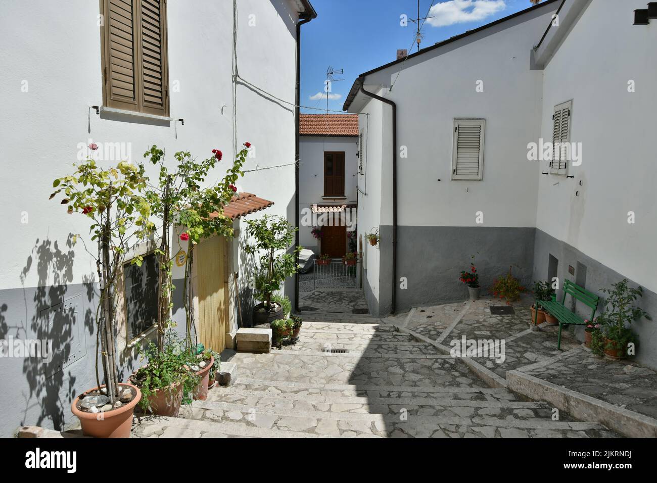 A small street between the old houses of Zungoli, one of the most