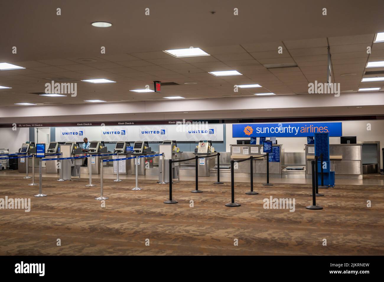 Waiting area at the United Airlines and Sun Country Airlines terminal.  Stock Photo