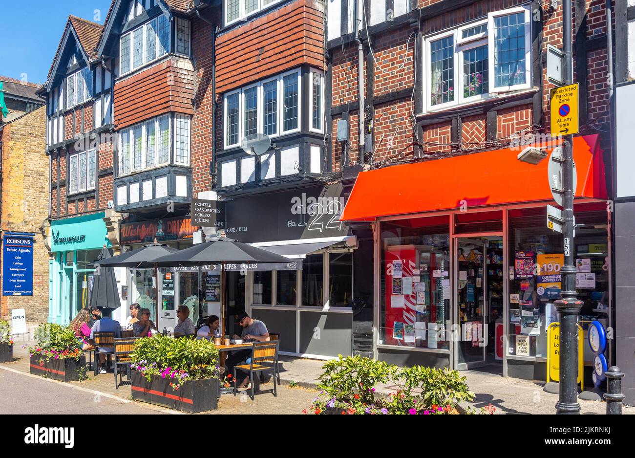 Shops street cafe deli high street rickmansworth town centre dow hires stock photography and