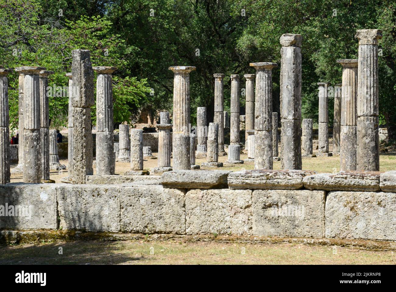 View at the archeological site of Ancient Olympia on Greece Stock Photo