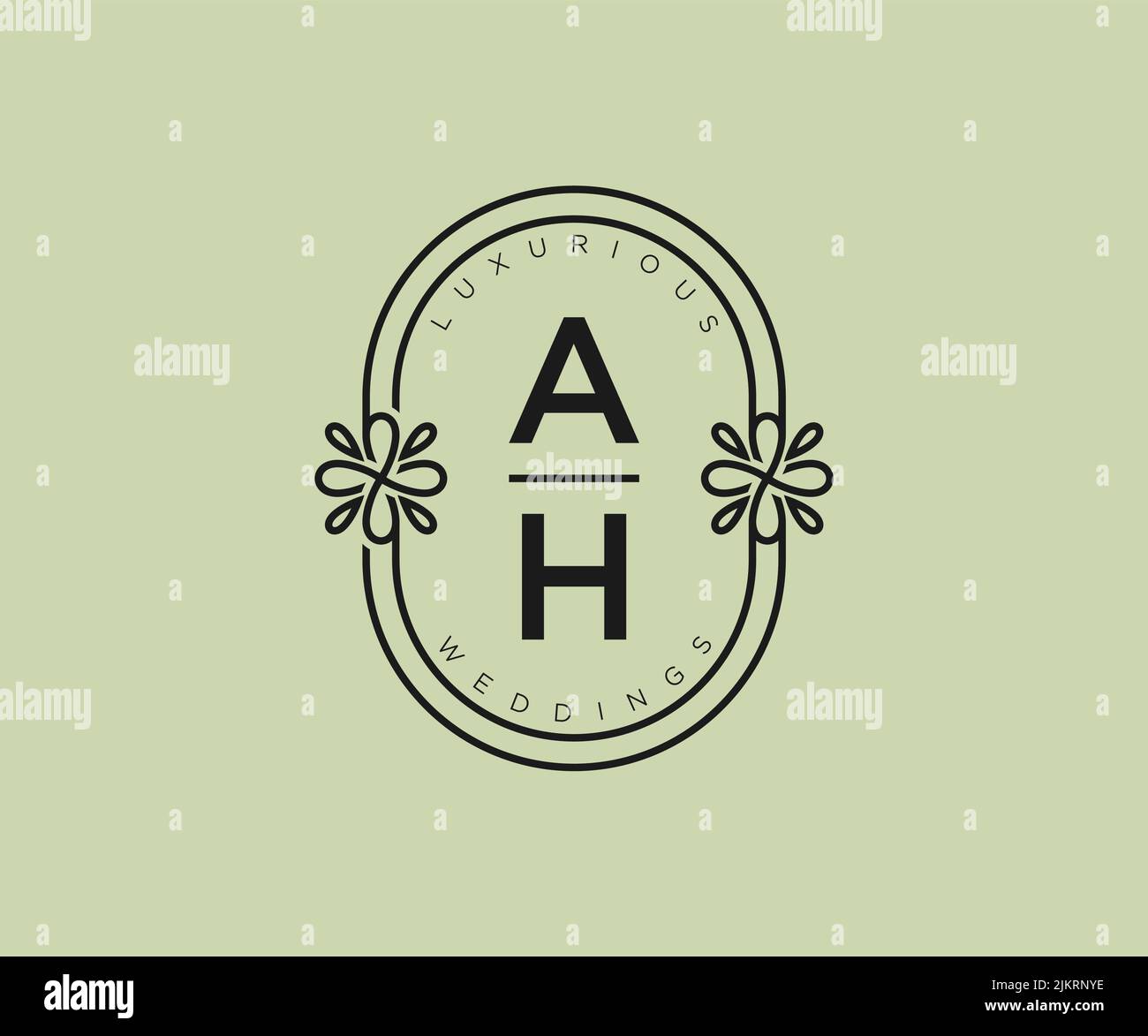 AH Initials letter Wedding monogram logos template, hand drawn modern ...
