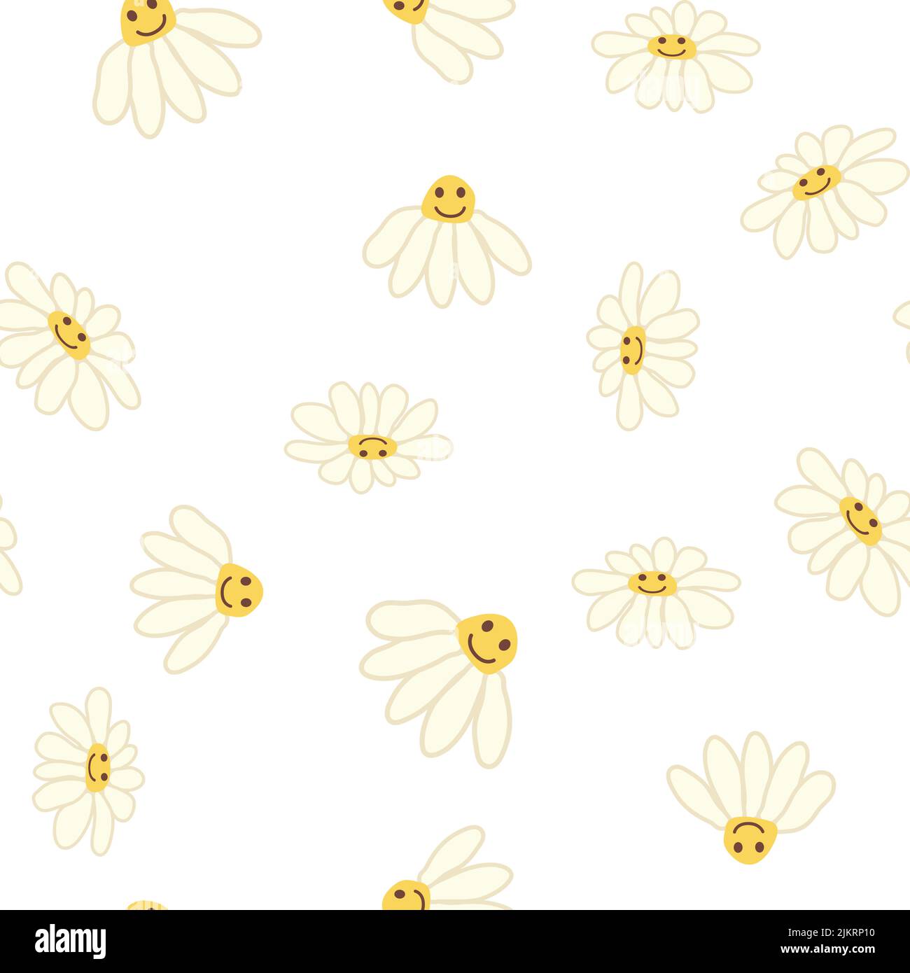 Groovy daisy retro seamless pattern. 70s vibe hippie ornament. Floral ...