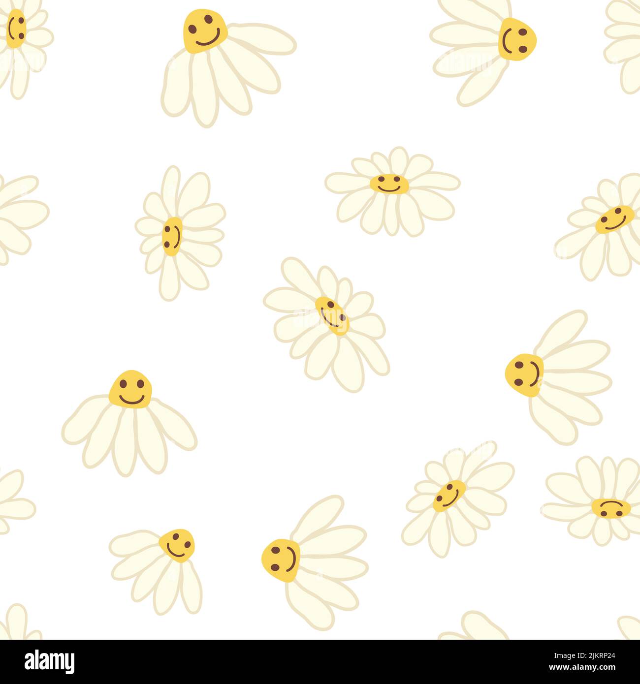 Groovy daisy retro seamless pattern. 70s vibe hippie ornament. Floral ...