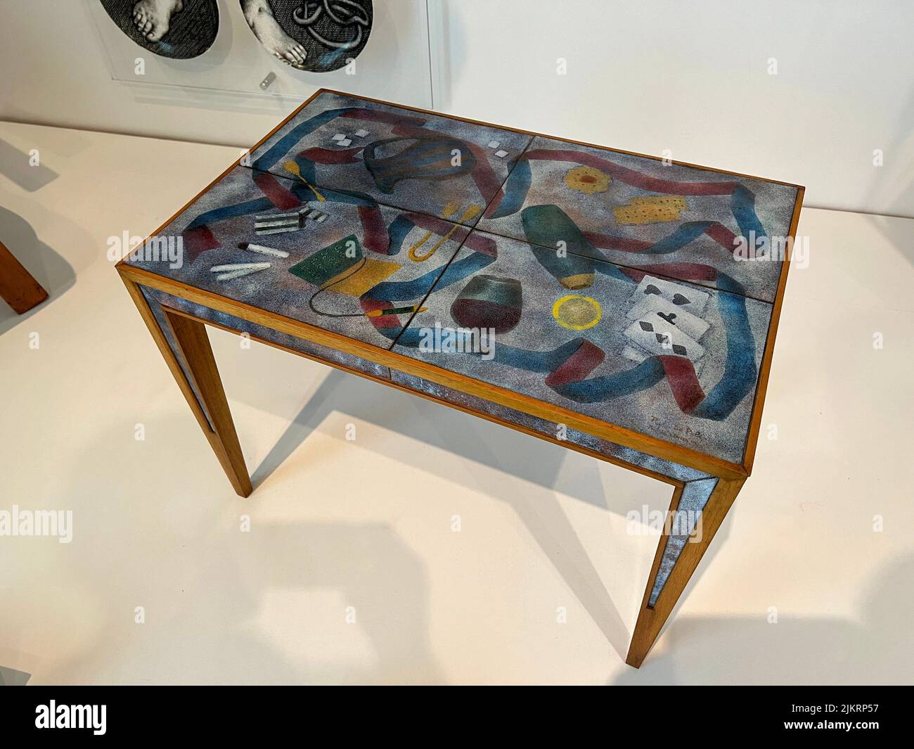 Table, design, Gio Ponti, 1942; Enamel design, Paolo De Poli; Enamel, Copper, Wood. Brooklyn Museum, Gift of Italian Government. Stock Photo