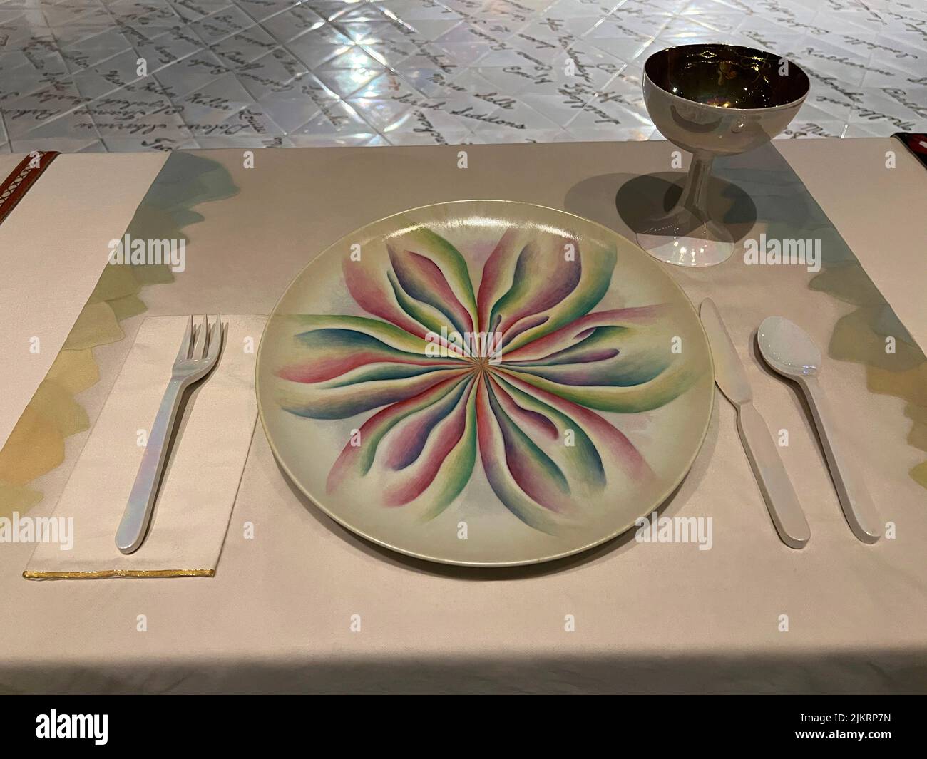 Judy Chicago, 'The Dinner Party,' Brooklyn Museum, 'Sophia' plate and setting. Stock Photo