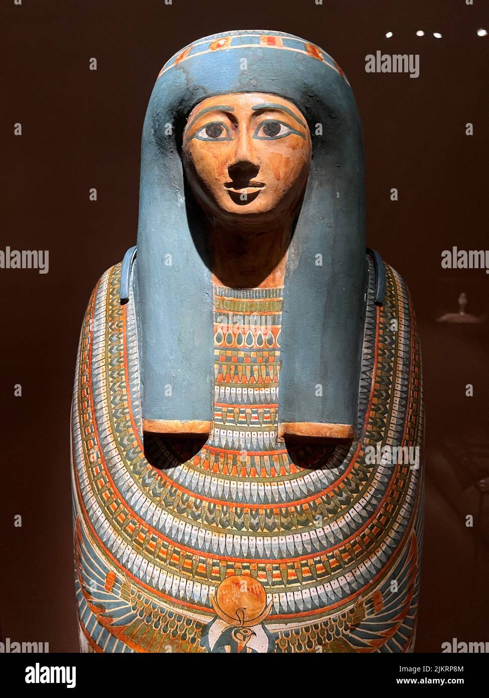Cartonnage and Mummy of Gautseshenu; Linen, paint, and gesso; organic materials. Third Intermediate Period, Dynasties 25 to 26, circa 700-650 B.C.E, Stock Photo