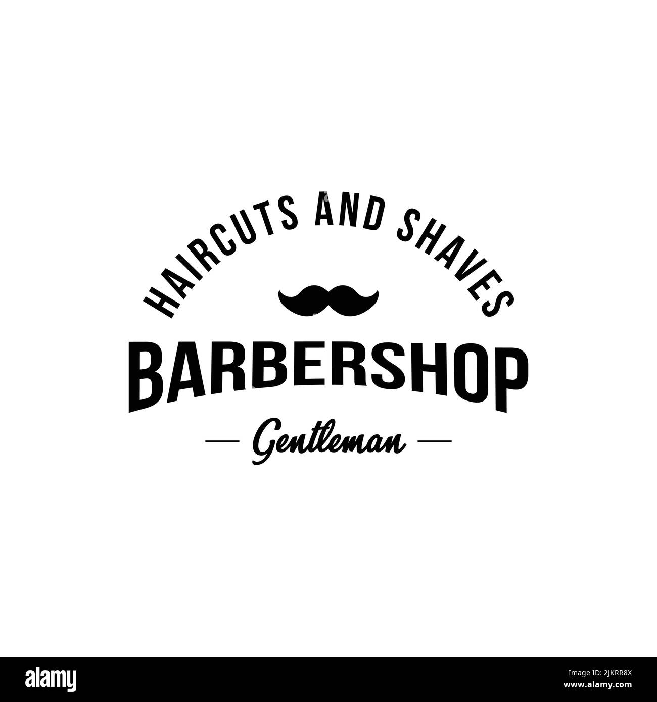 A haircuts and Shaves 'Barbershop' logo on a white background Stock Vector