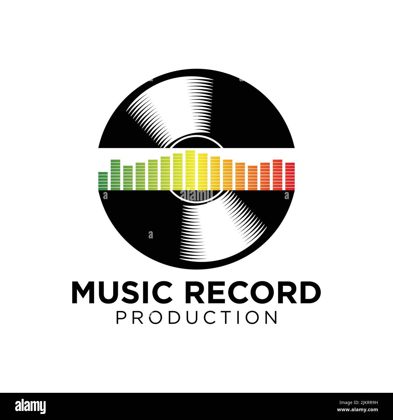 A Music Record Production text and logo on a white background Stock Vector