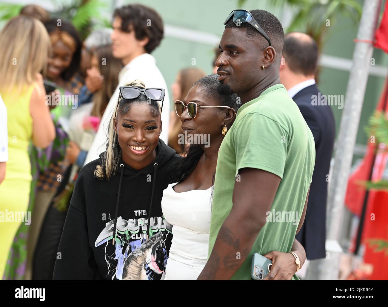 Stansted, UK. 03rd Aug, 2022. August 3rd, 2022. London, UK. Love Island 2022 contestants Dami Hope and Indiyah Polack arriving at Stansted Airport. Credit: Doug Peters/Alamy Live News Stock Photo
