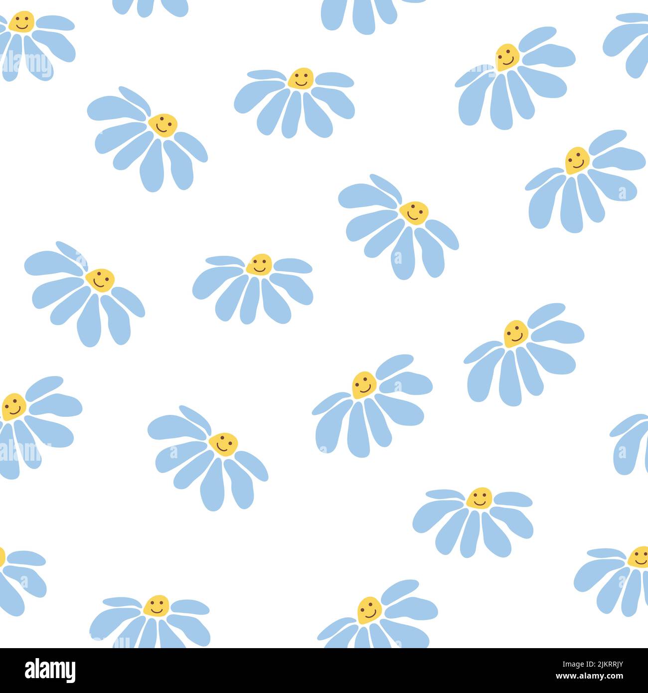 Groovy daisy retro seamless pattern. Retro Smile Chamomile. 70s vibe ...