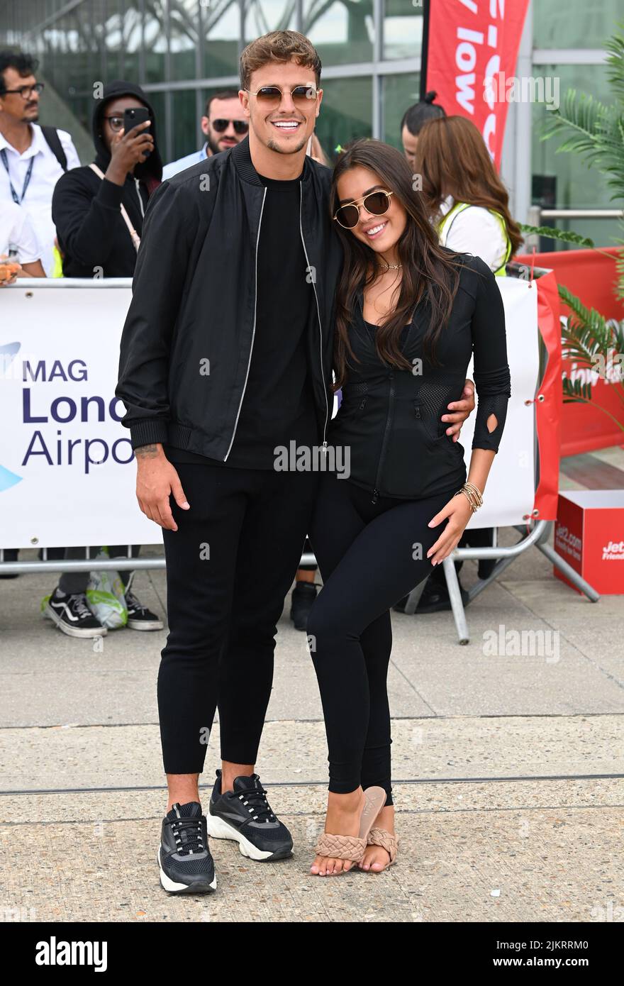 Stansted, UK. 03rd Aug, 2022. August 3rd, 2022. London, UK. Love Island contestants Luca Bish and Gemma Owen arriving at Stansted Airport. Credit: Doug Peters/Alamy Live News Stock Photo