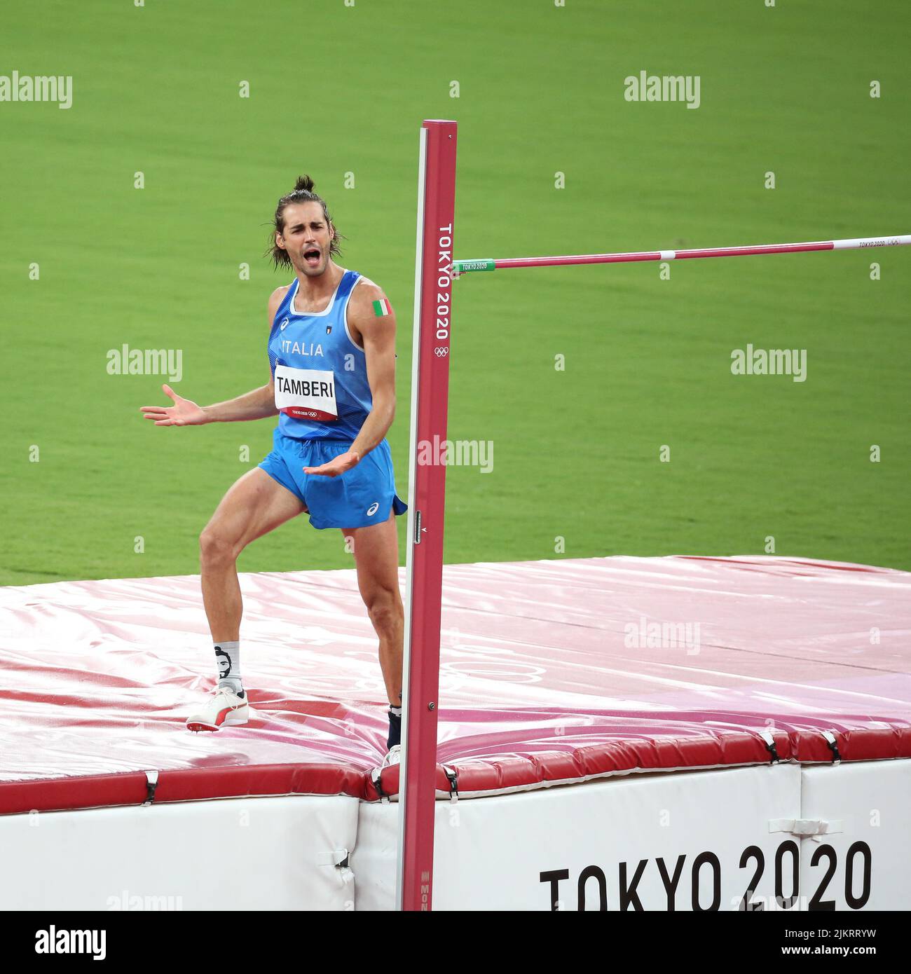 August 01st, 2021 Tokyo, Japan Gianmarco Tamberi of Italy reacts