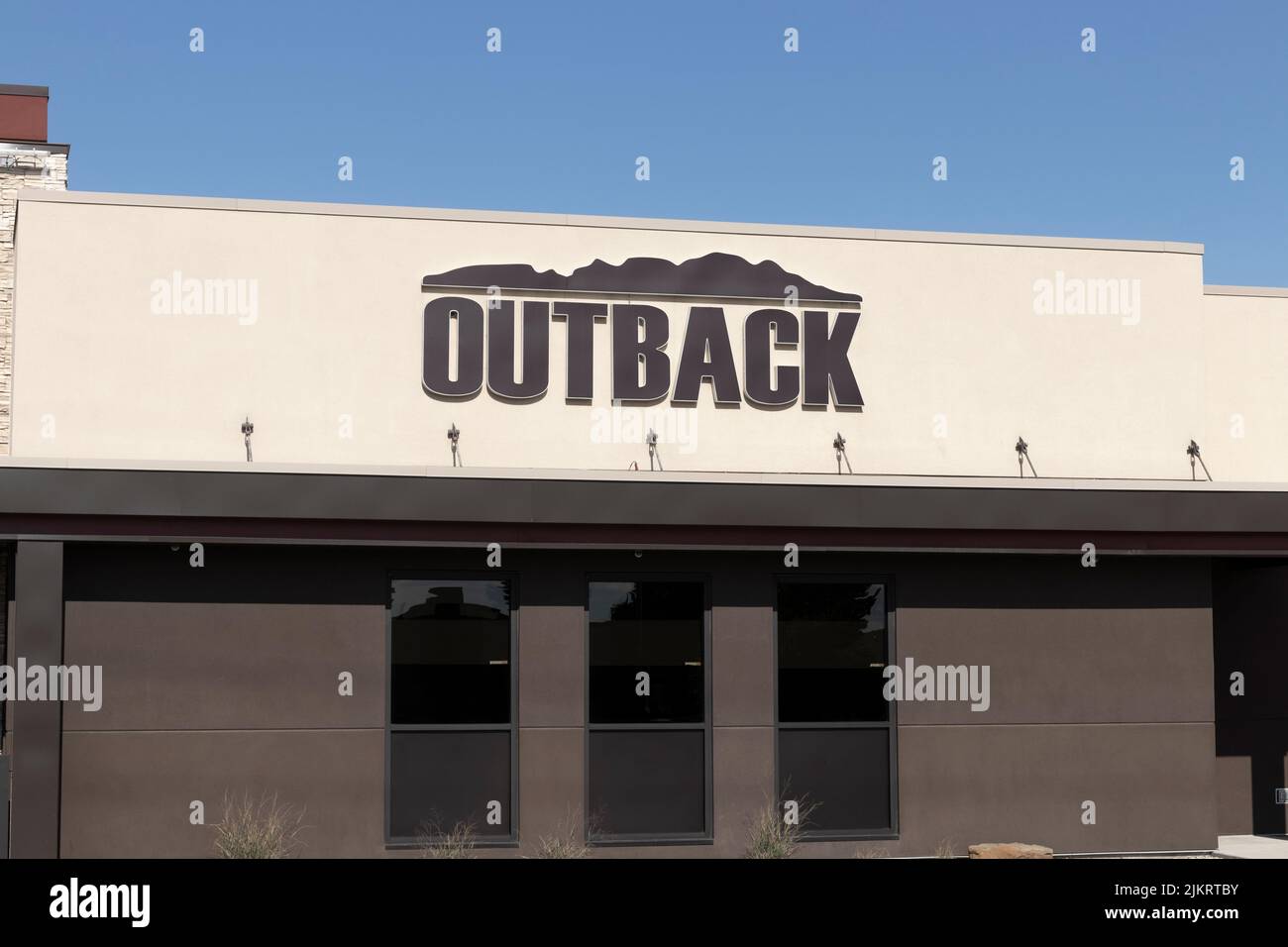 Merrillville - Circa July 2022: Outback Steakhouse restaurant. Outback offers an Australian themed experience. Stock Photo