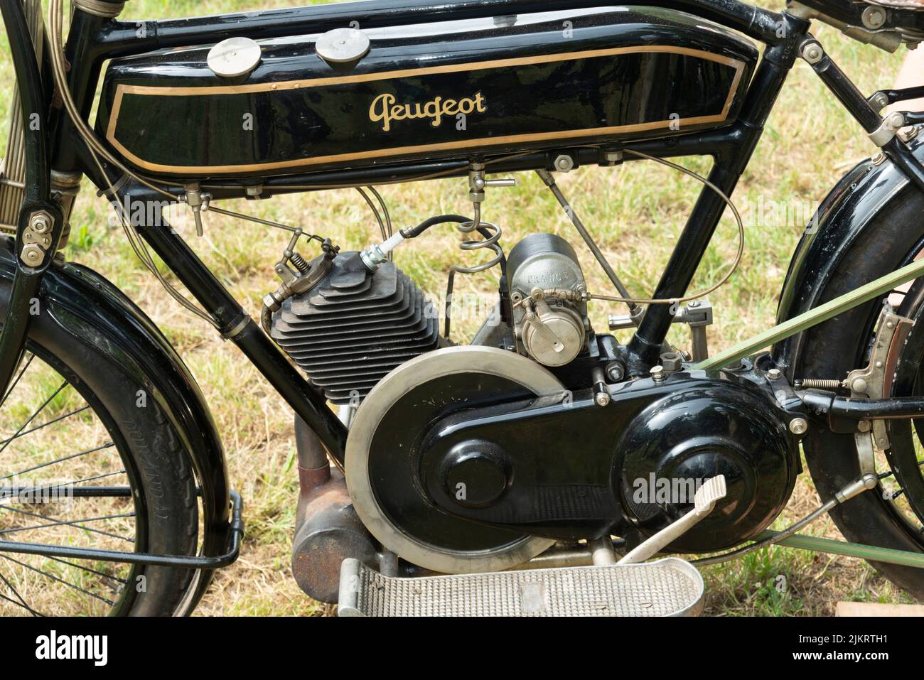 1921 Peugeot 2 3/4 HP 300 cc. Franch Motorcycle, Engine Stock Photo