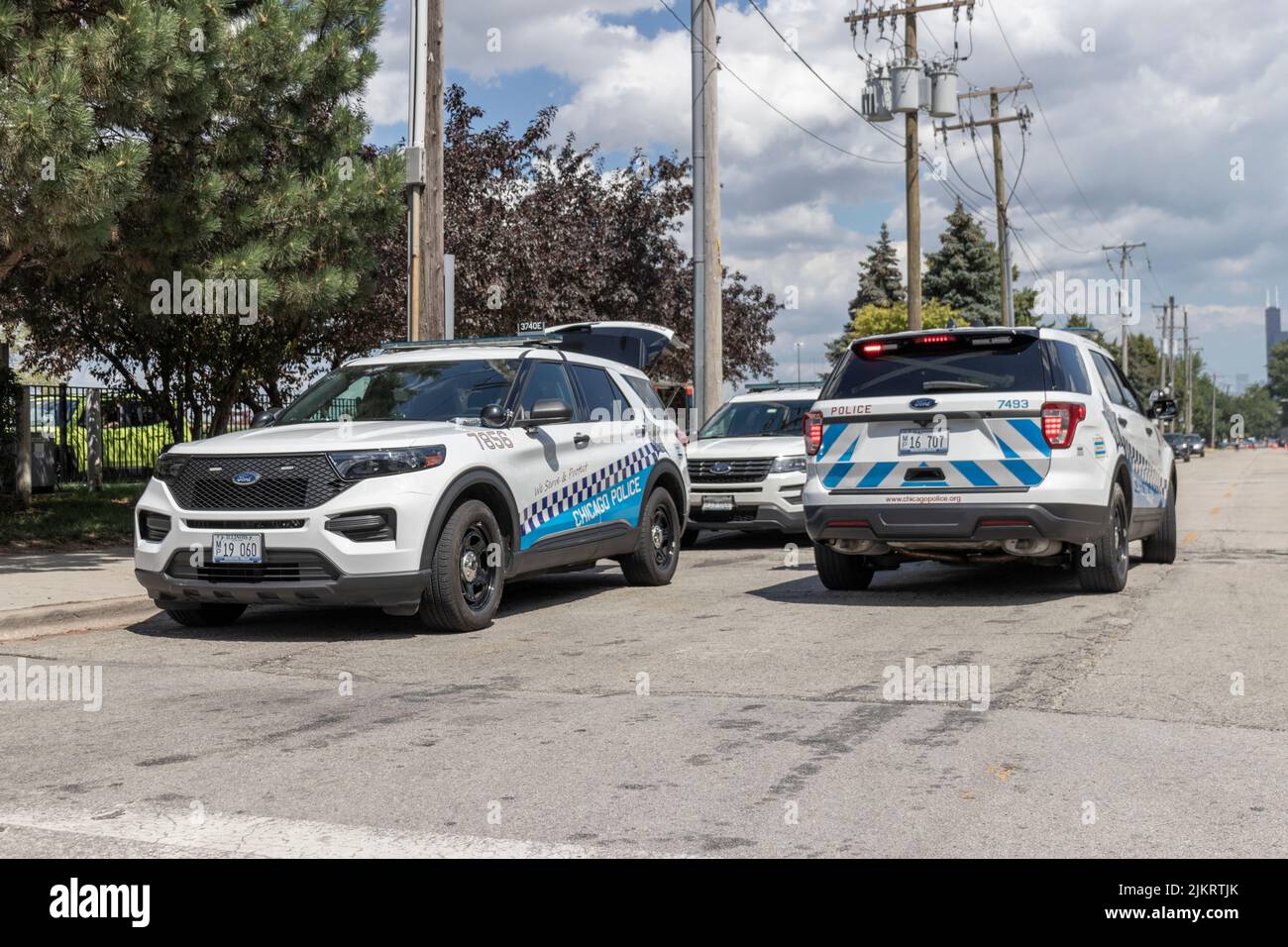 Chicago - Circa July 2022: Chicago Police Department vehicles. CPD is the second-largest municipal police department in the United States. Stock Photo