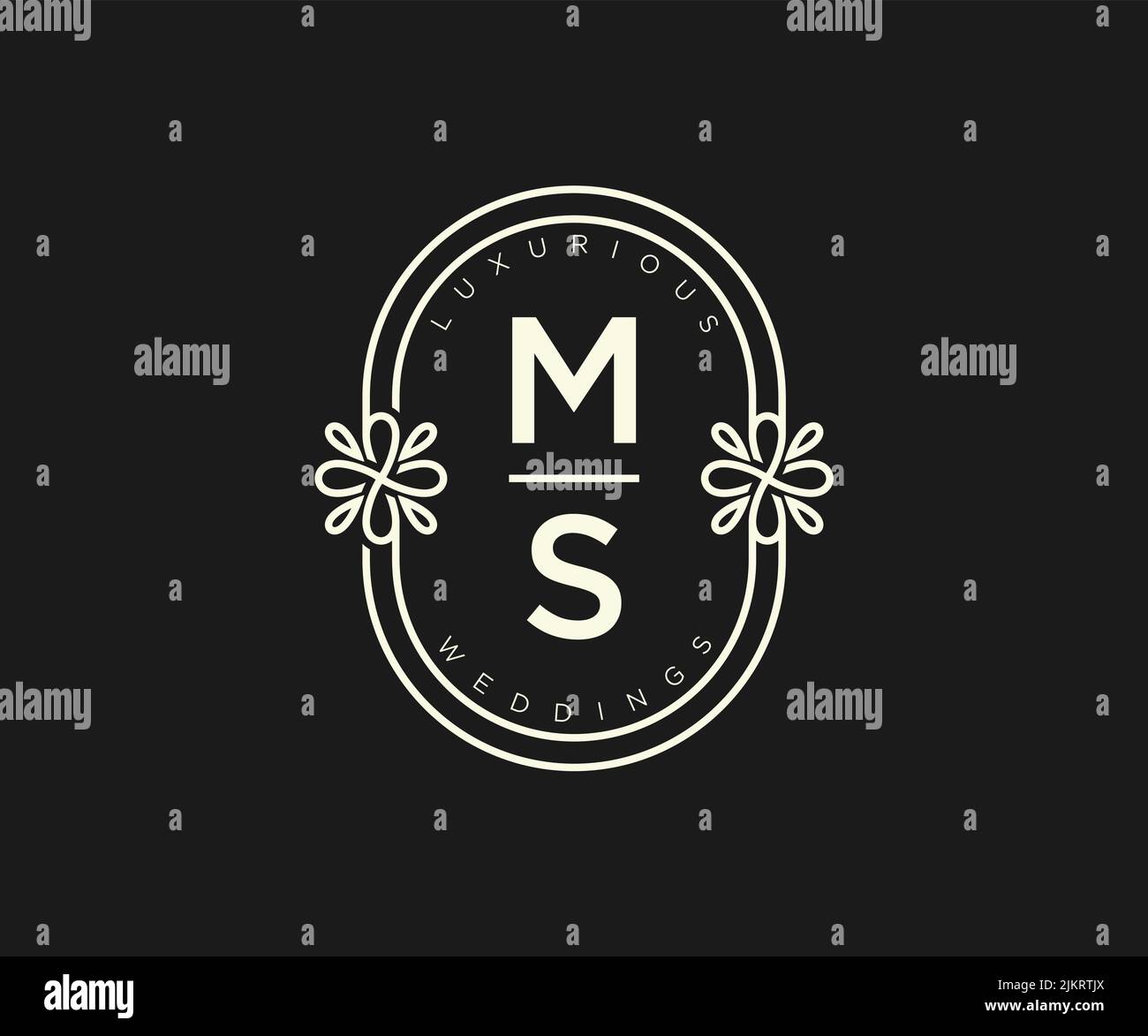 MS Initials letter Wedding monogram logos template, hand drawn modern minimalistic and floral templates for Invitation cards, Save the Date, elegant Stock Vector