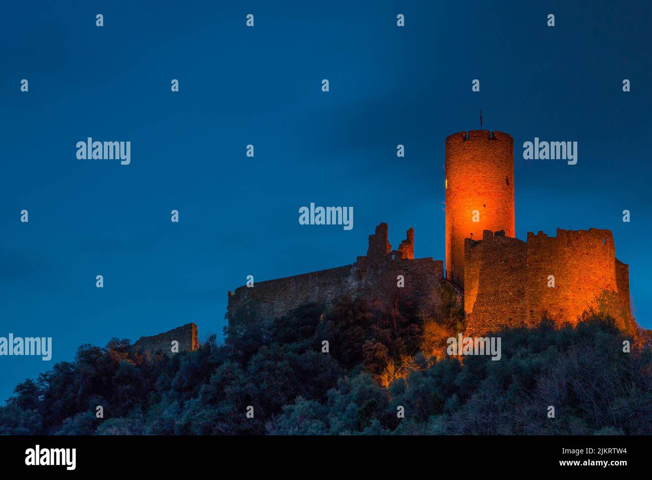 Italy Liguria Ponente Noli Castle of Ursino Mount Stock Photo