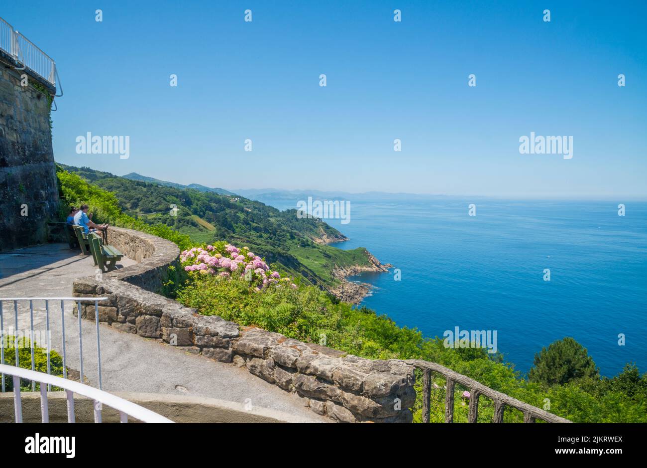 Overview over the coast. Monte Igueldo, San Sebastian, Spain. Stock Photo