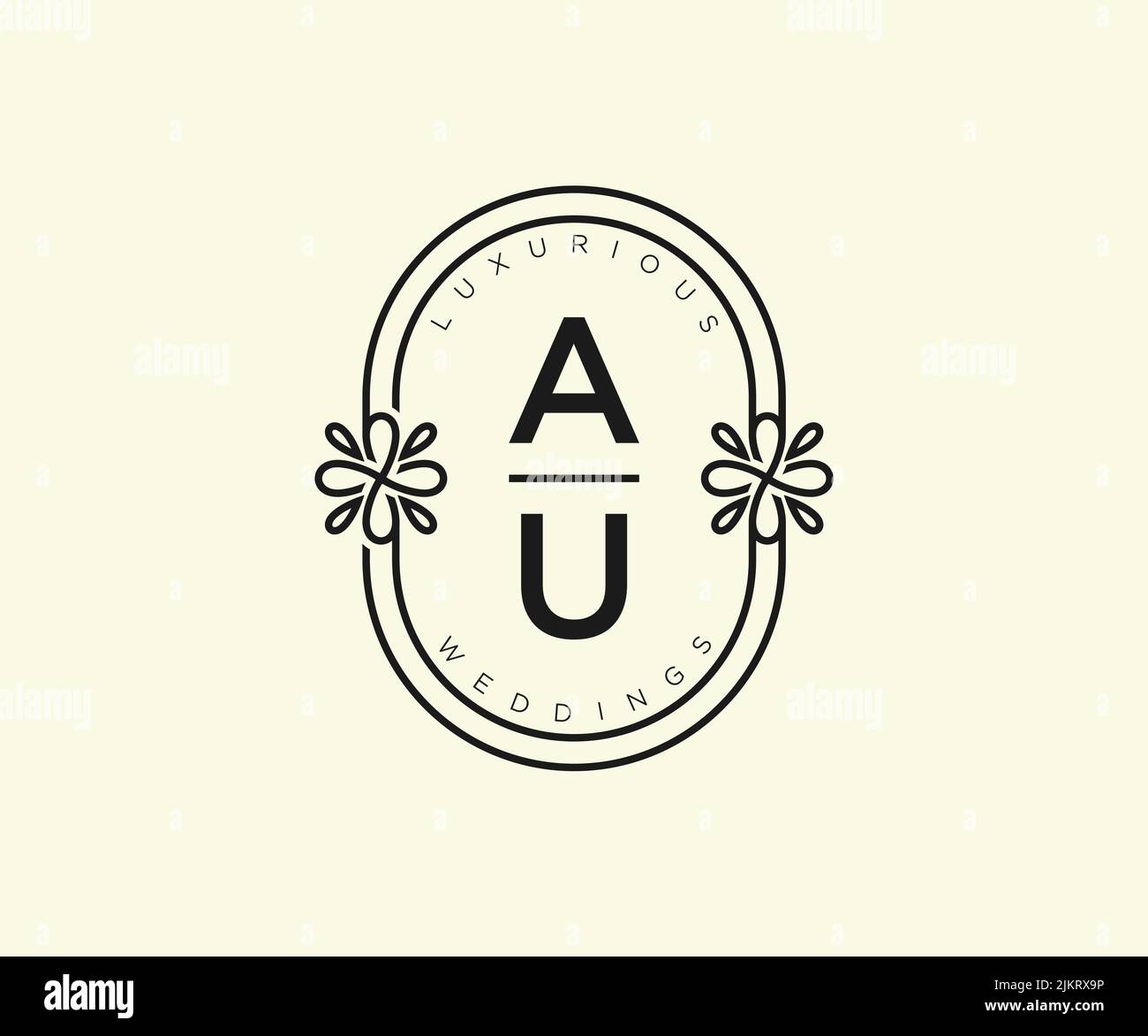 AU Initials letter Wedding monogram logos template, hand drawn modern ...