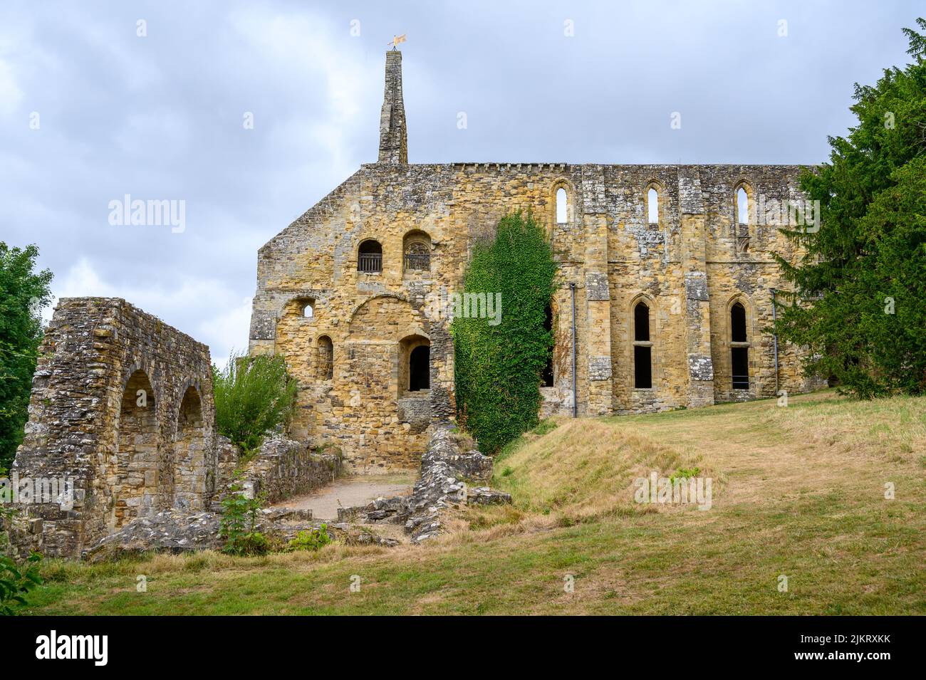 The ruins of Battle Abbey's dormitory and latrine blocks at Battle, East Sussex, England. Stock Photo