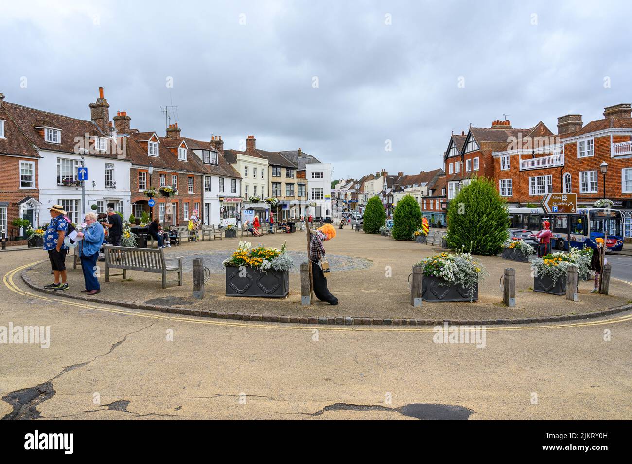 The historic town centre of Battle with the Abbey Green and houses