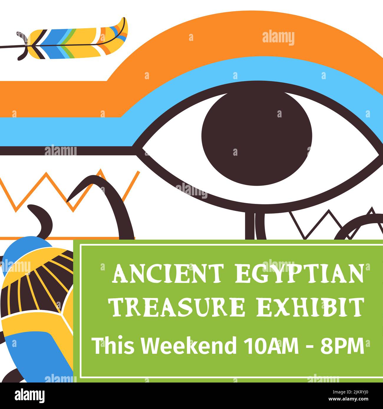 Ancient Egyptian treasure exhibit, visit weekend Stock Vector