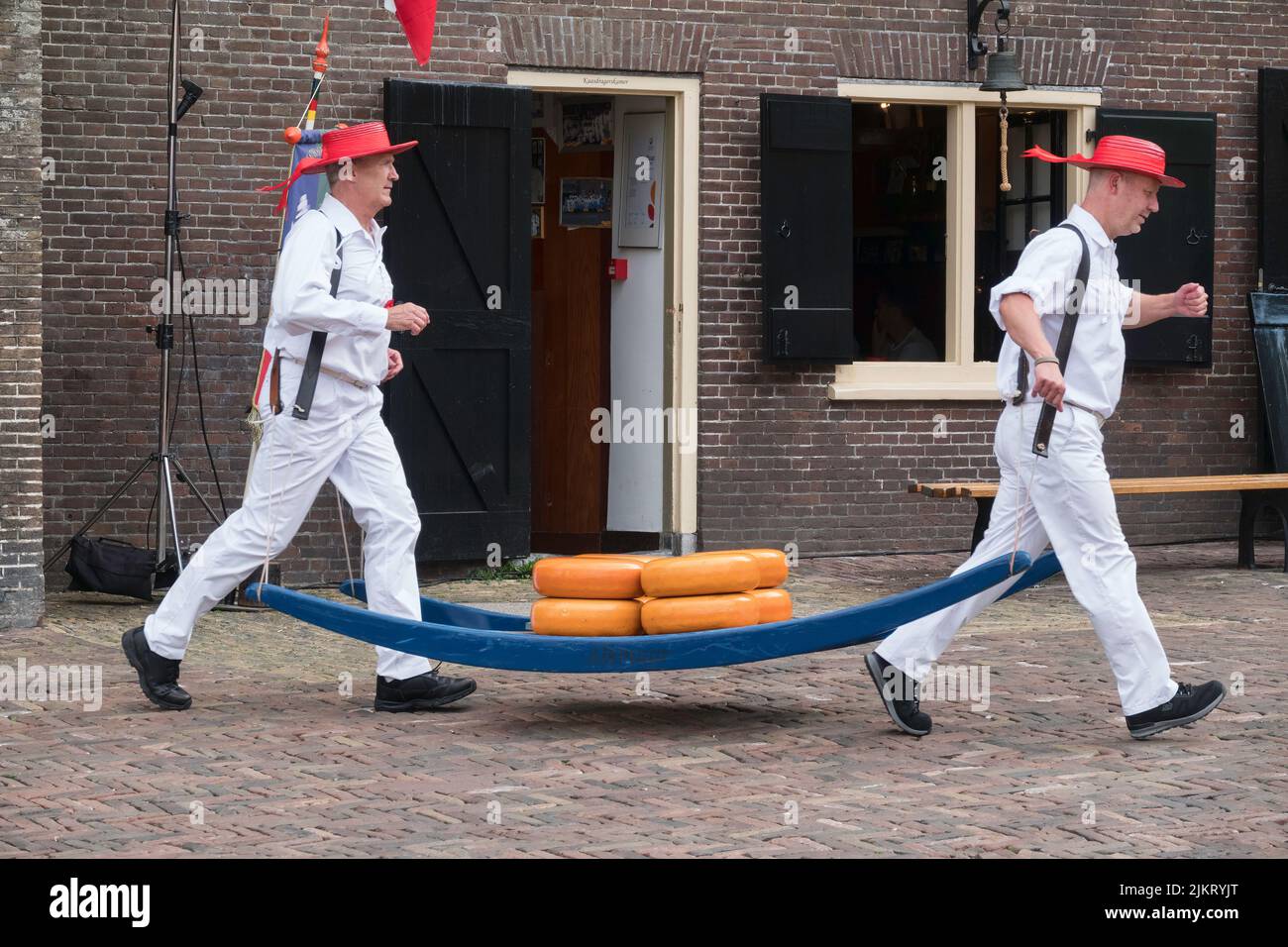 the traditional cheese martket in almaar in holland Stock Photo
