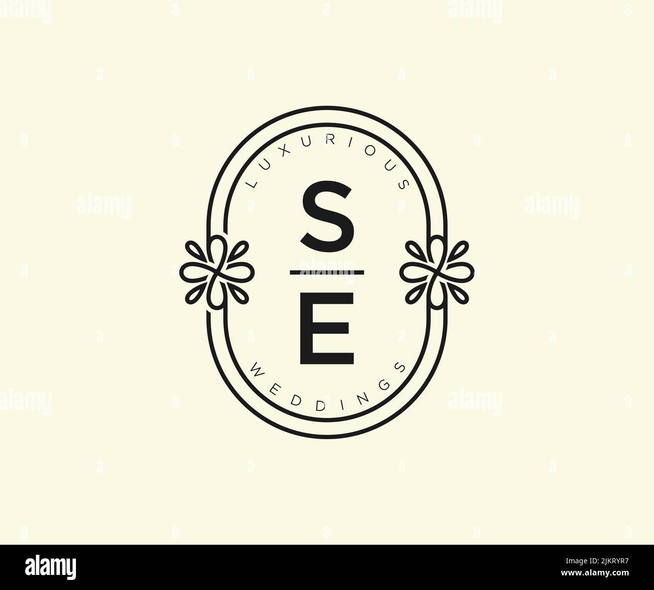 SE letter Wedding monogram logos template, hand drawn modern minimalistic and floral templates for Invitation cards, Save the Date, elegant Stock Vector
