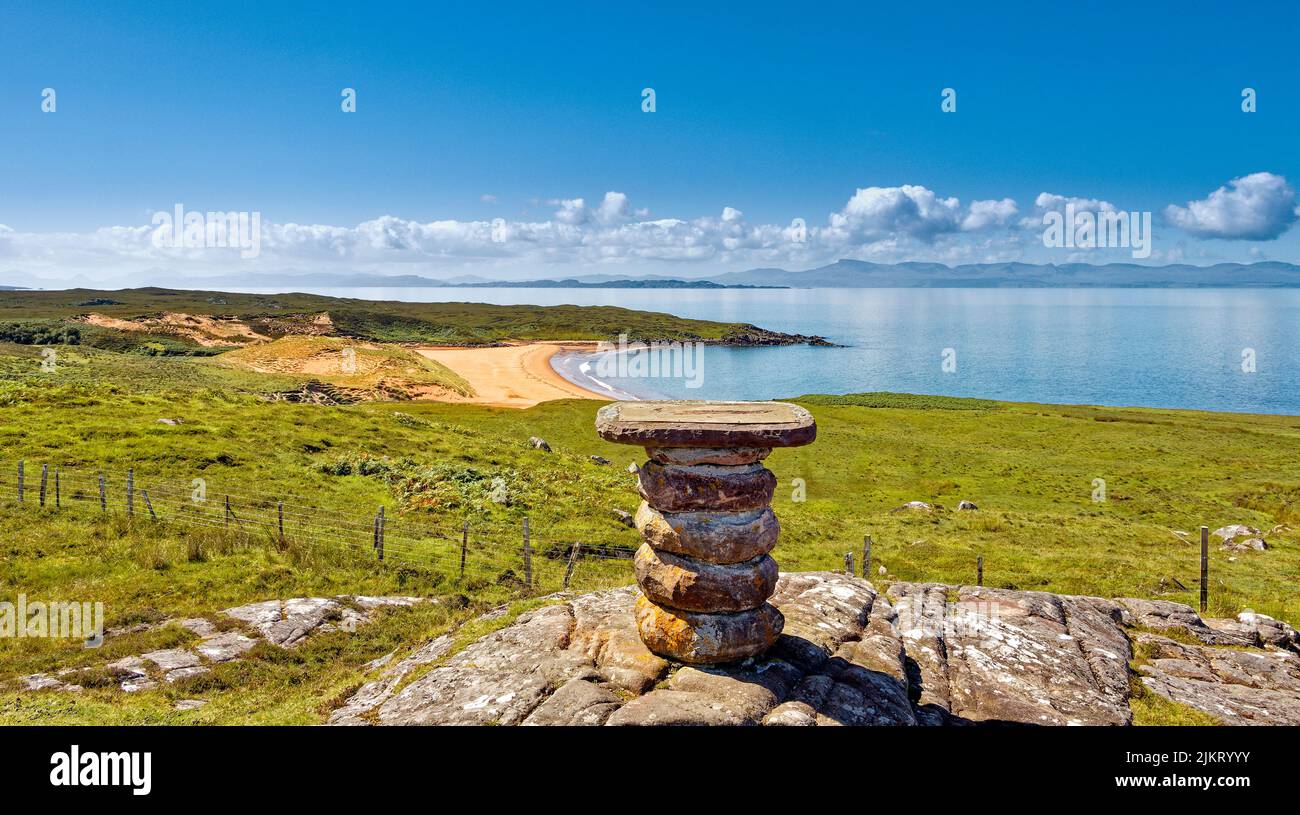 RED POINT BEACH ROSS AND CROMARTY SCOTLAND THE VIEWPOINT LOOKING TOWARDS THE RED SANDS WITH SKYE IN THE DISTANCE Stock Photo
