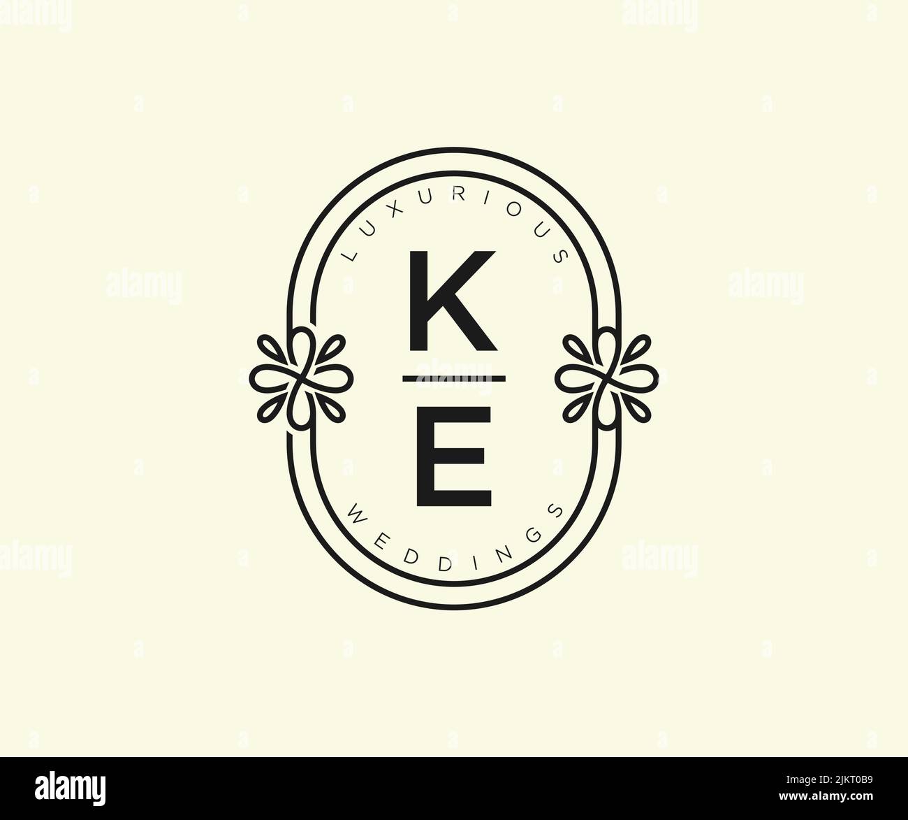 Ke Intials KE Initials letter Wedding monogram logos template, hand drawn modern ...