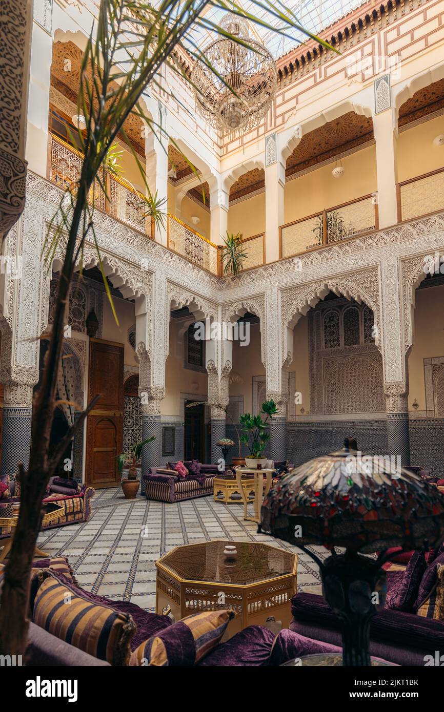 Interior of a Riad in Fes, Morocco Stock Photo - Alamy
