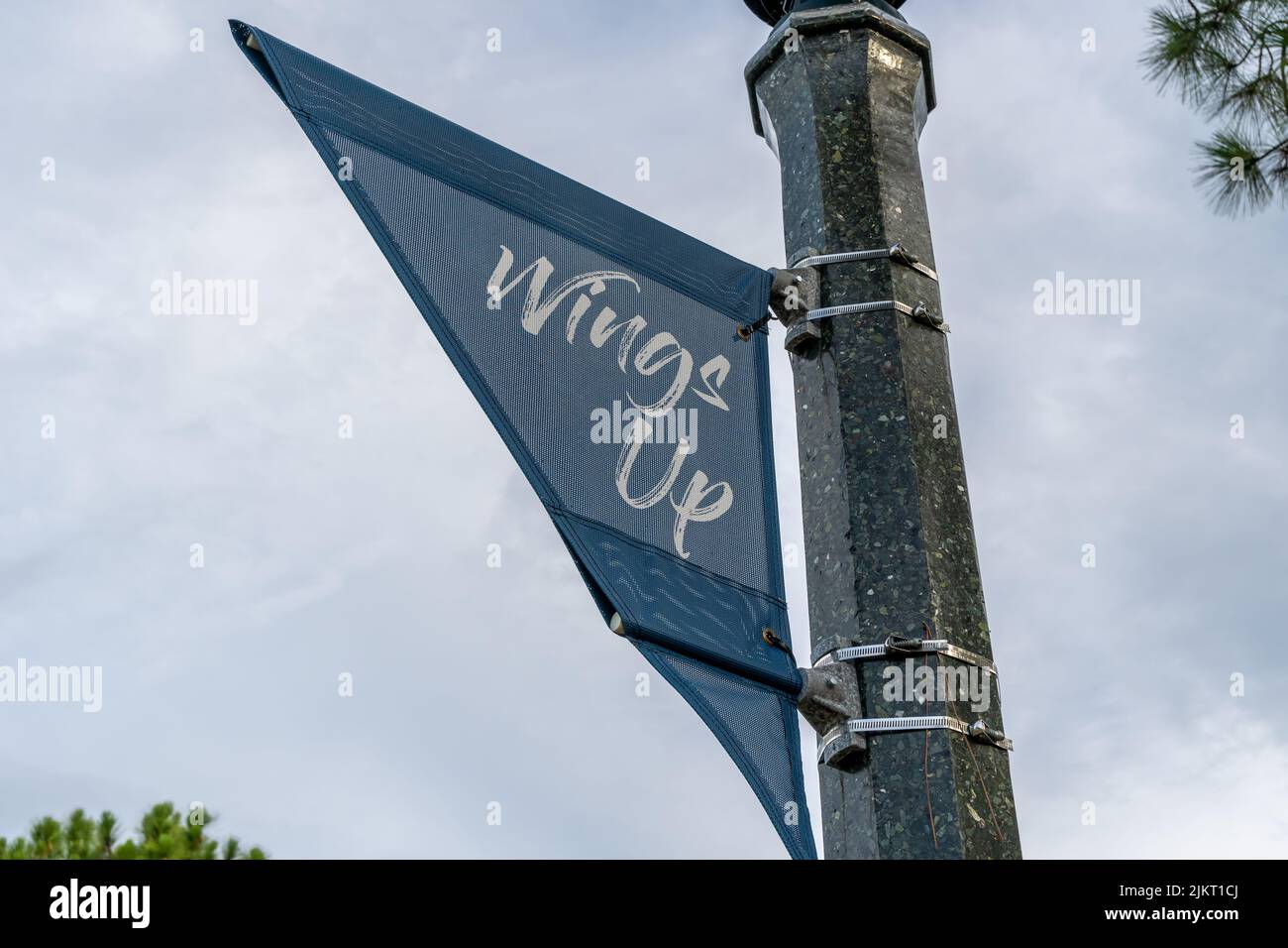 FORT MYERS, FL, USA - JULY 6, 2022: Wings Up Banner at Florida Gulf Coast University. Stock Photo