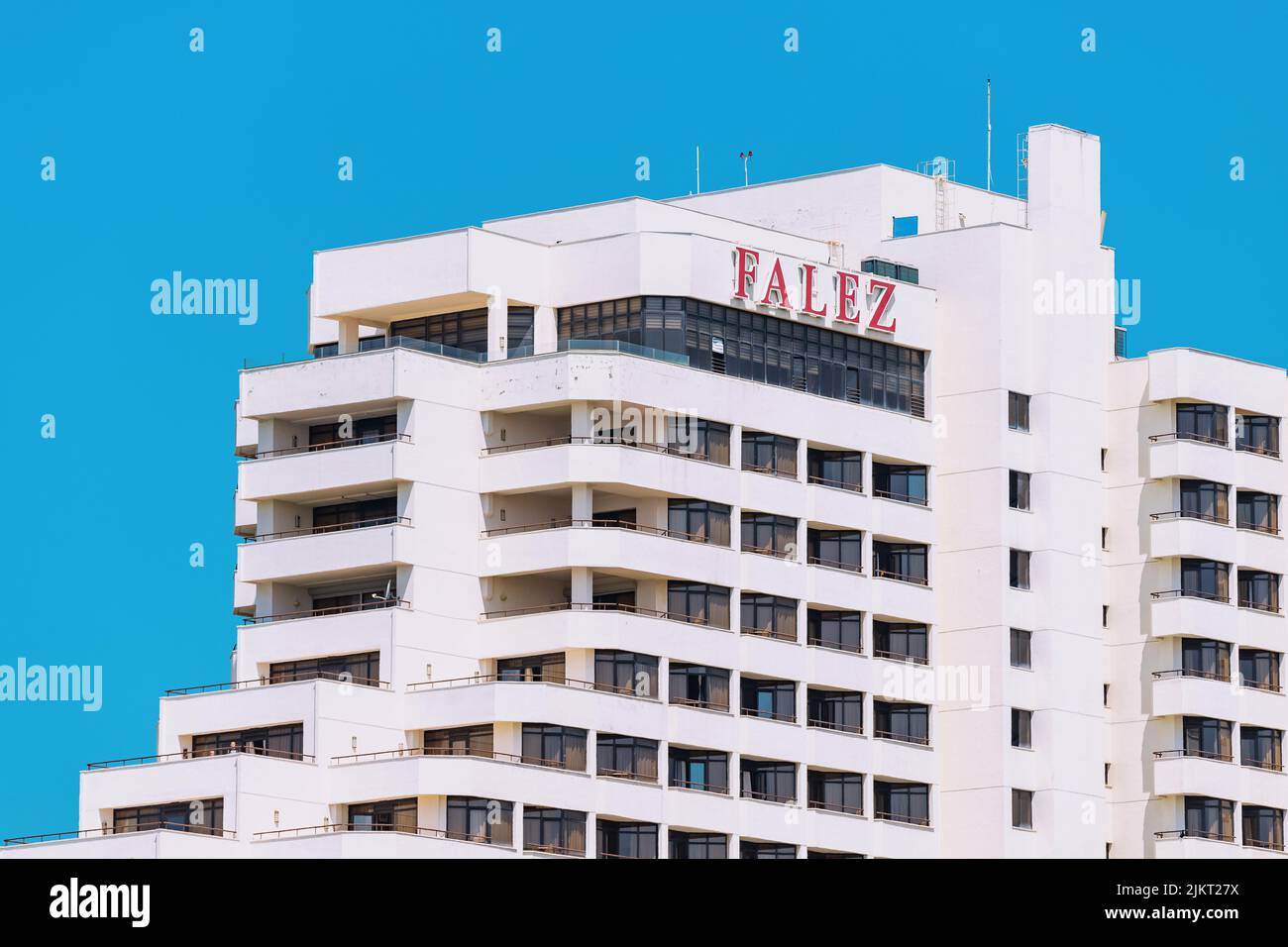 04 June 2022, Antalya, Turkey: Falez hotel building in coastal resort town Stock Photo