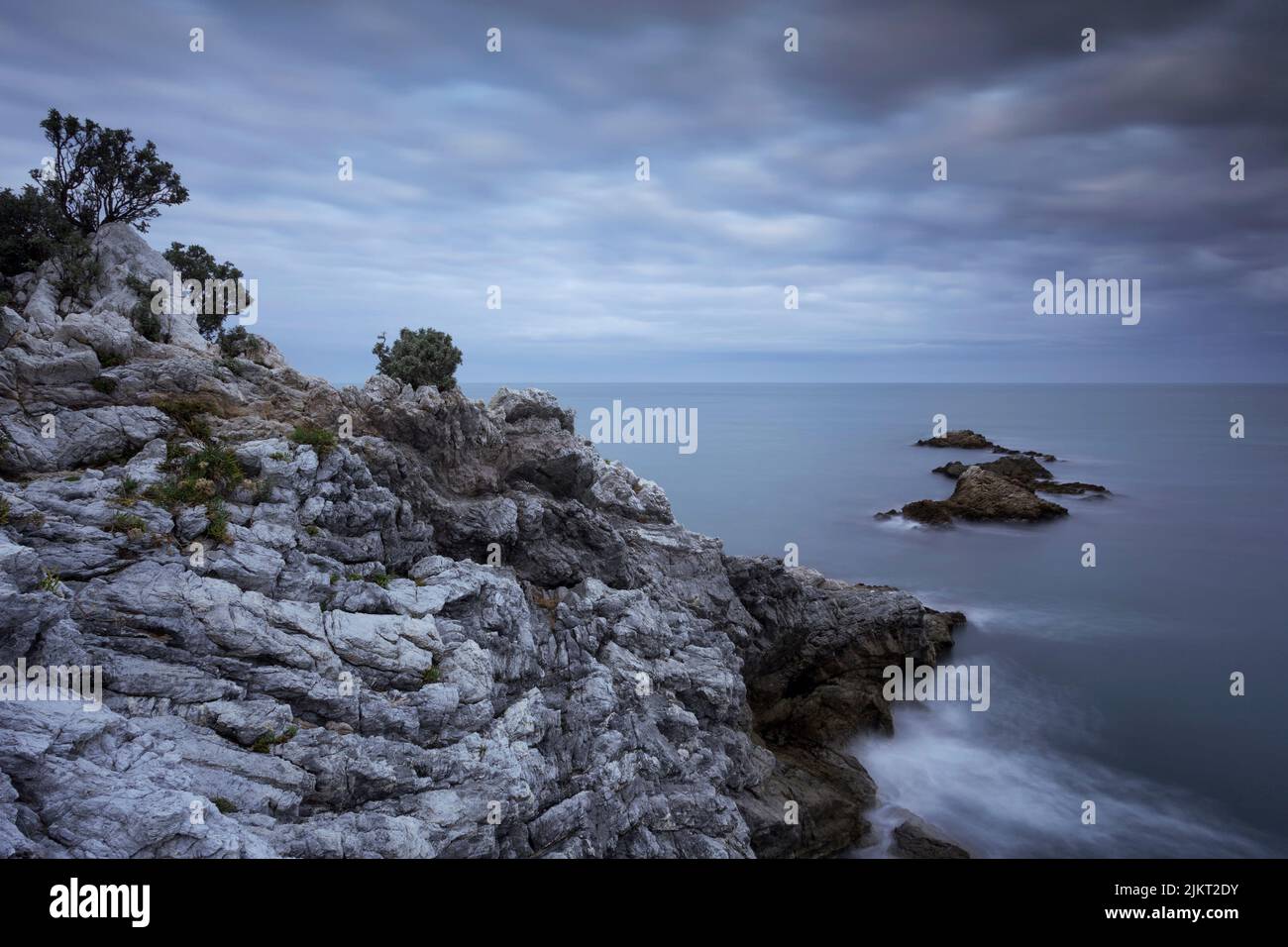 Italy Liguria Ponente Bergeggi - Riserva naturale di  Bergeggi -Torre del Mare - Punta Predani Stock Photo