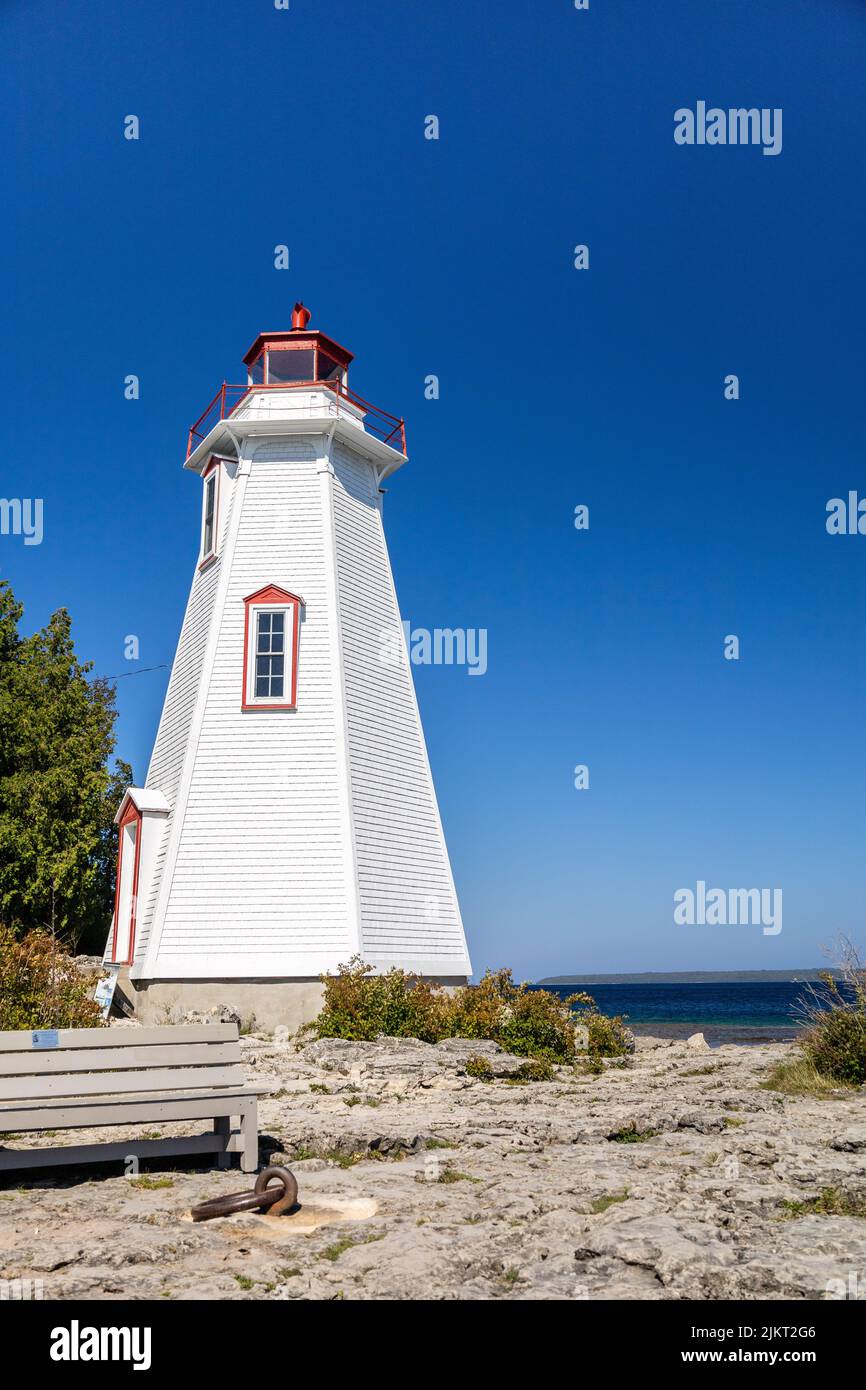 Great Lakes Big Tub Lighthouse An Active Lighthouse Built In 1885 At The Entrance To Tobermory Harbour, Tobermory Ontario Canada Stock Photo