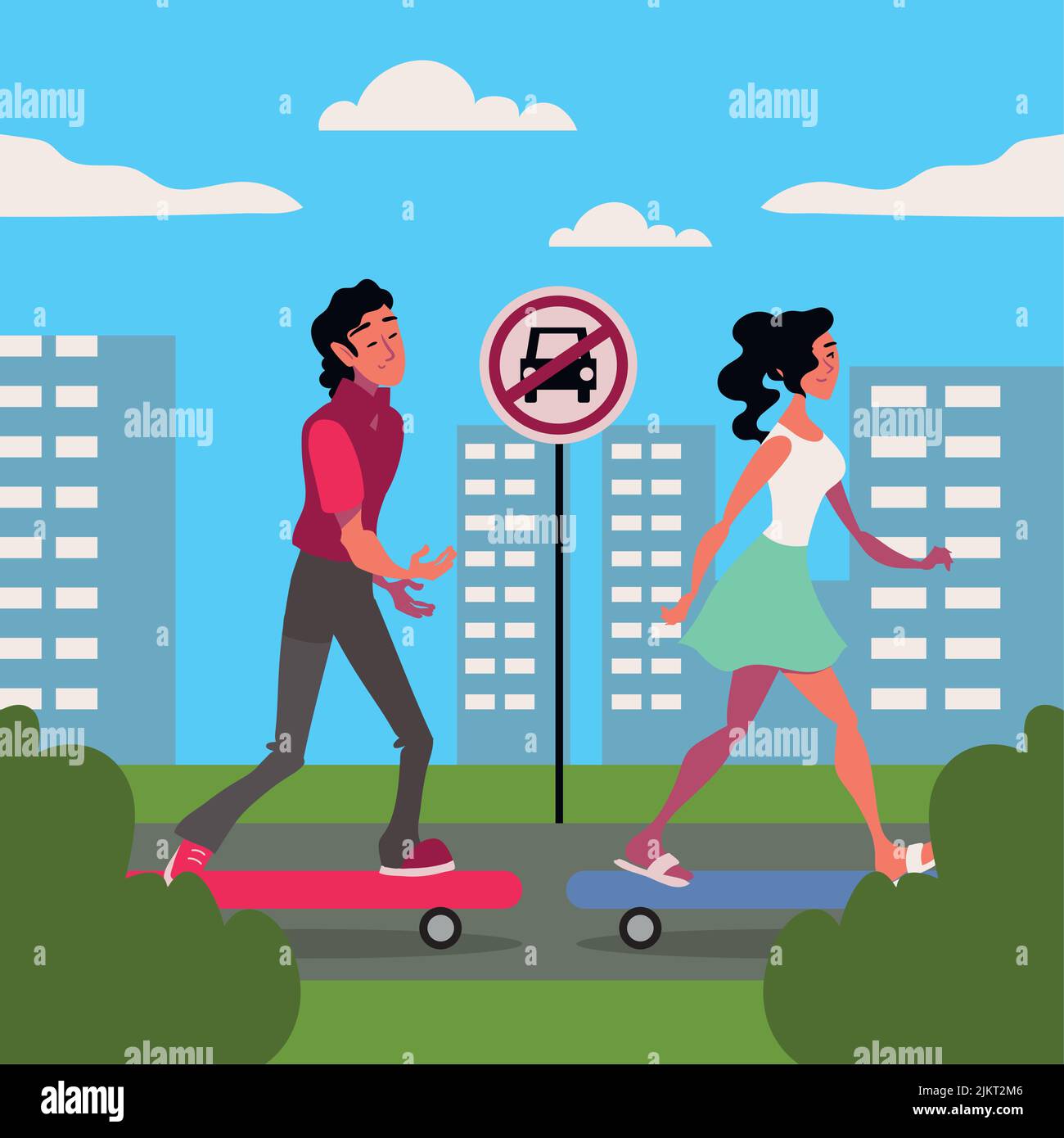 Car free day street Stock Vector Images - Alamy