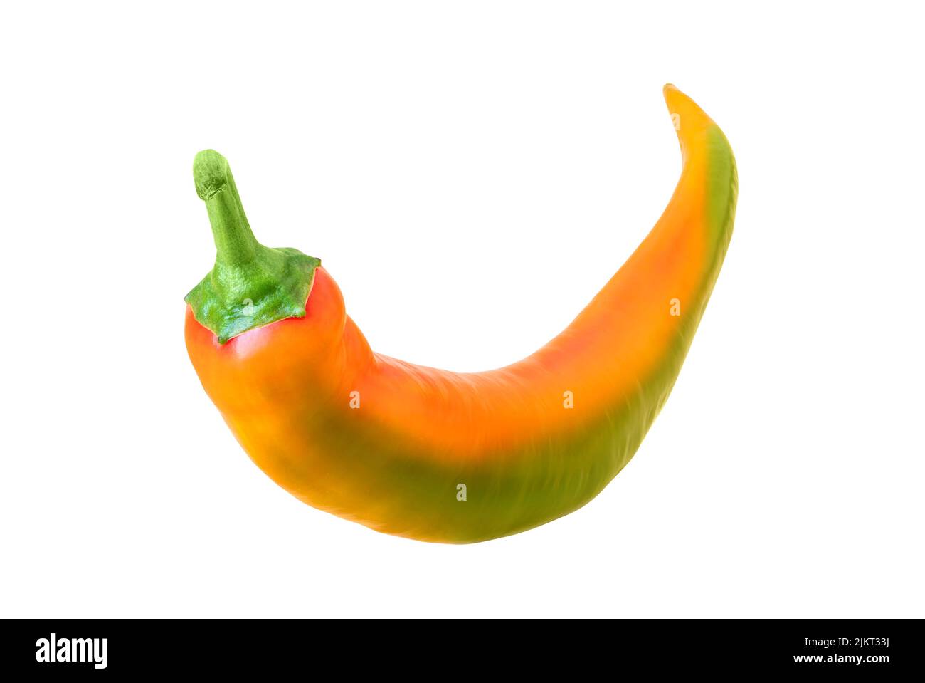 Spicy multicolored pepper cutted with clipping path on a white background with a shadow. The concept of hot seasoning and dangerous food Stock Photo