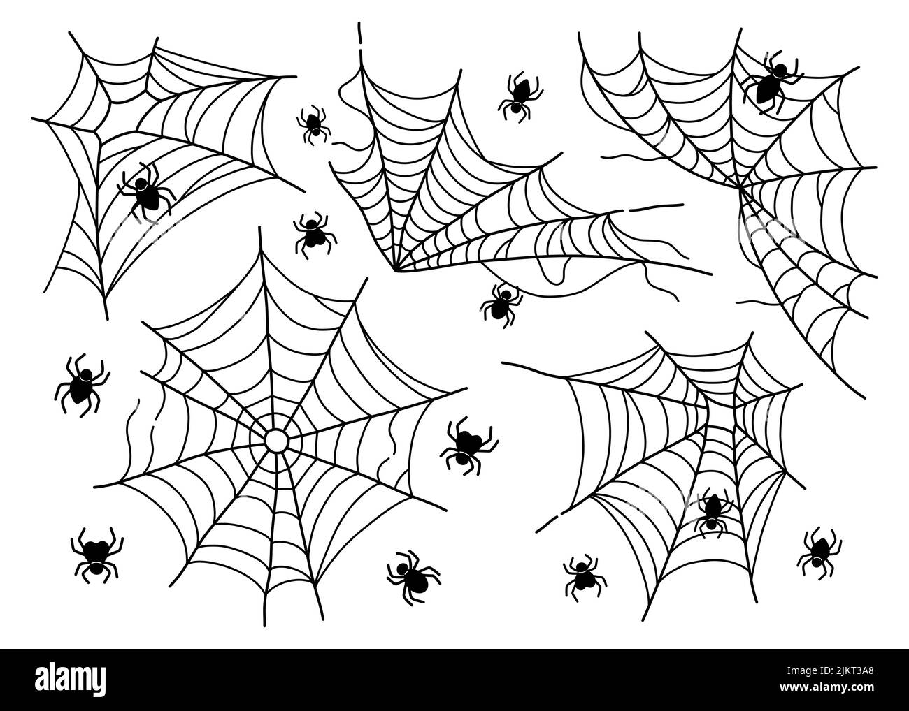 Spider web set isolated on white vector Stock Vector